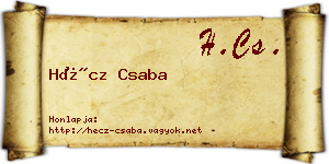 Hécz Csaba névjegykártya